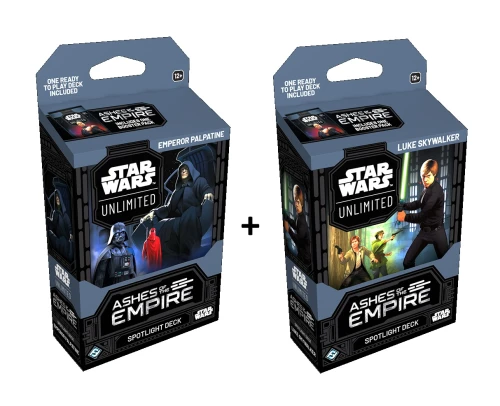 Star Wars Unlimited Card Game - Ashes of the Empire - Spotlight Decks - Emperor Palpatine SWH0808  841333135997 +  Luke Skywalker  SWH0807 841333135980.jpg
