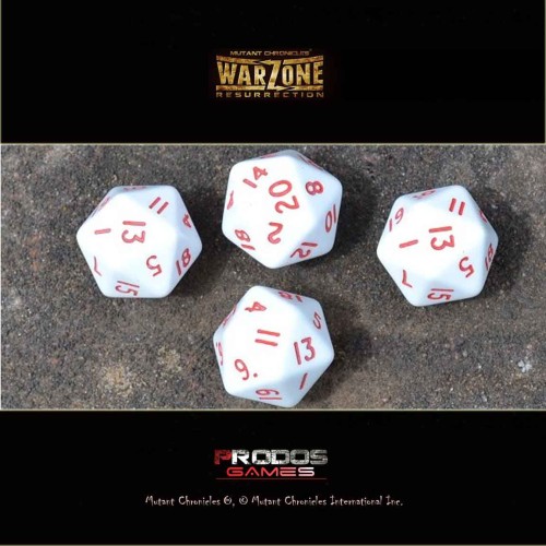 Warzone Resurrection: 4x White and Red D20 Dice