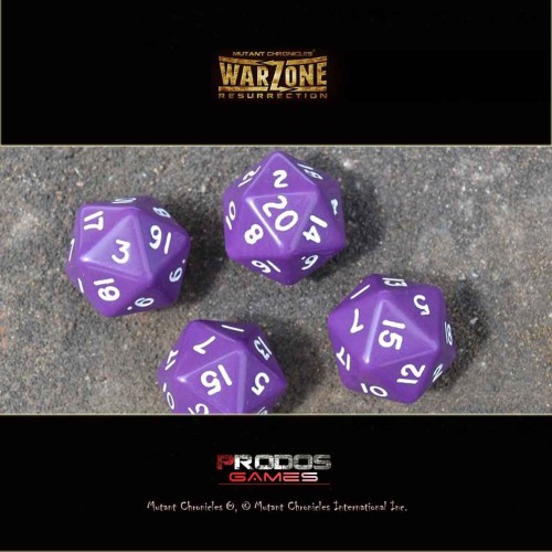Warzone Resurrection: 4x Purple and White D20 Dice