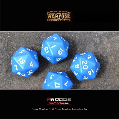 Warzone Resurrection: 4x Blue and White D20 Dice